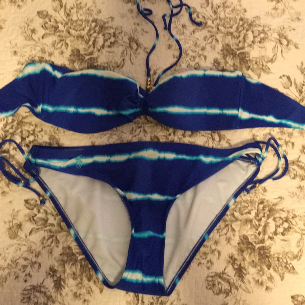 Ralph Lauren blue tie-dye bikini size large